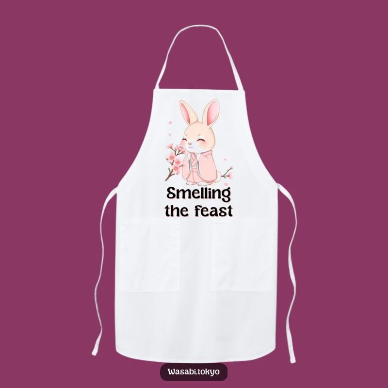 Funny Shy Rabbit Cherry Blossom Apron - Delicate Style for a Perfect Gift