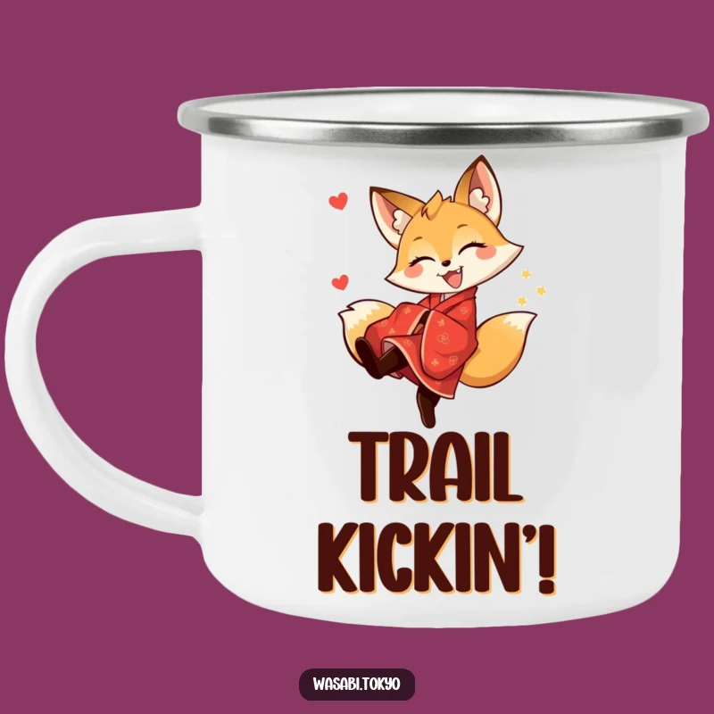 Funny Fox Kimono Kick Camping Mug - Outdoor Adventure & Playful Perfect Gift