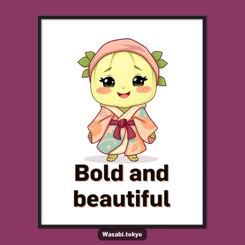 Funny Wasabi Digital Print: Smiling Clump in Robe - Instant Gift