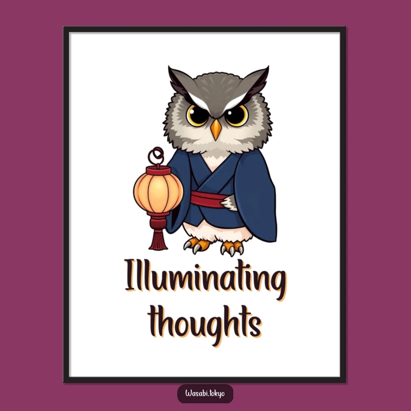 Funny Owl Kimono Lantern Digital Art - Elegant Decor for a Perfect Gift