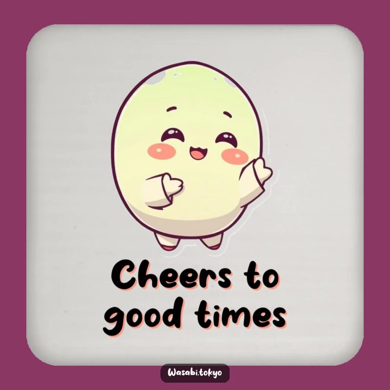 Funny Wasabi Coaster: Happy Round Character - Housewarming Gift