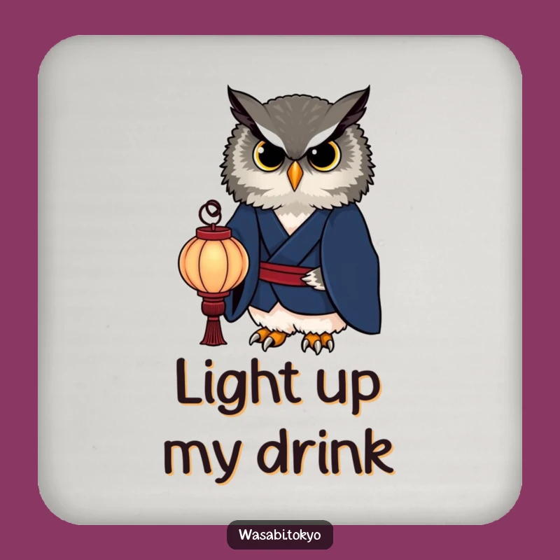 Funny Owl Kimono Lantern Coaster - Sophisticated Protection for a Perfect Gift