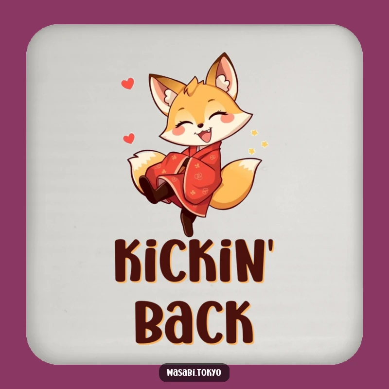 Funny Fox Kimono Kick Coaster - Protect Surfaces with Playful & Perfect Gift