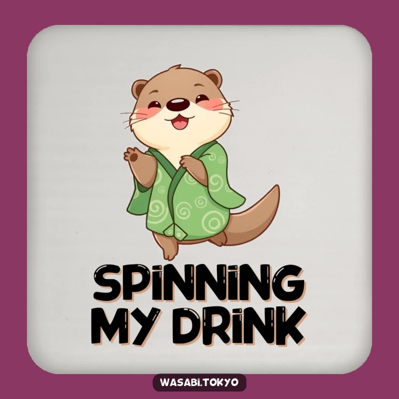 Funny Otter Kimono Spin Coaster - Playful Protection for a Perfect Gift