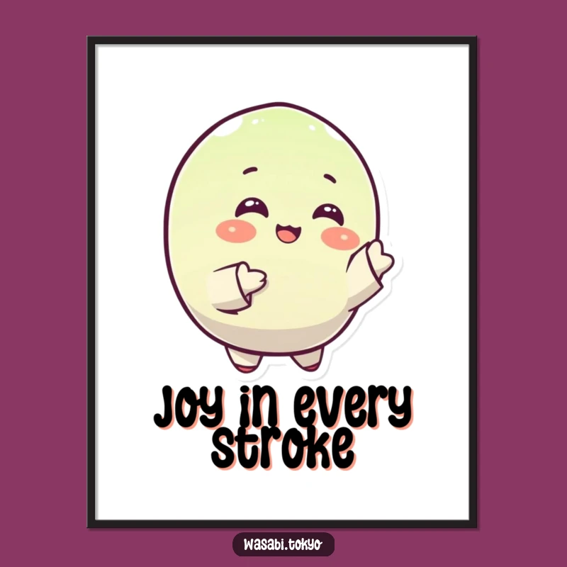 Funny Wasabi Art Poster: Happy Round Character - Wall Decor Gift