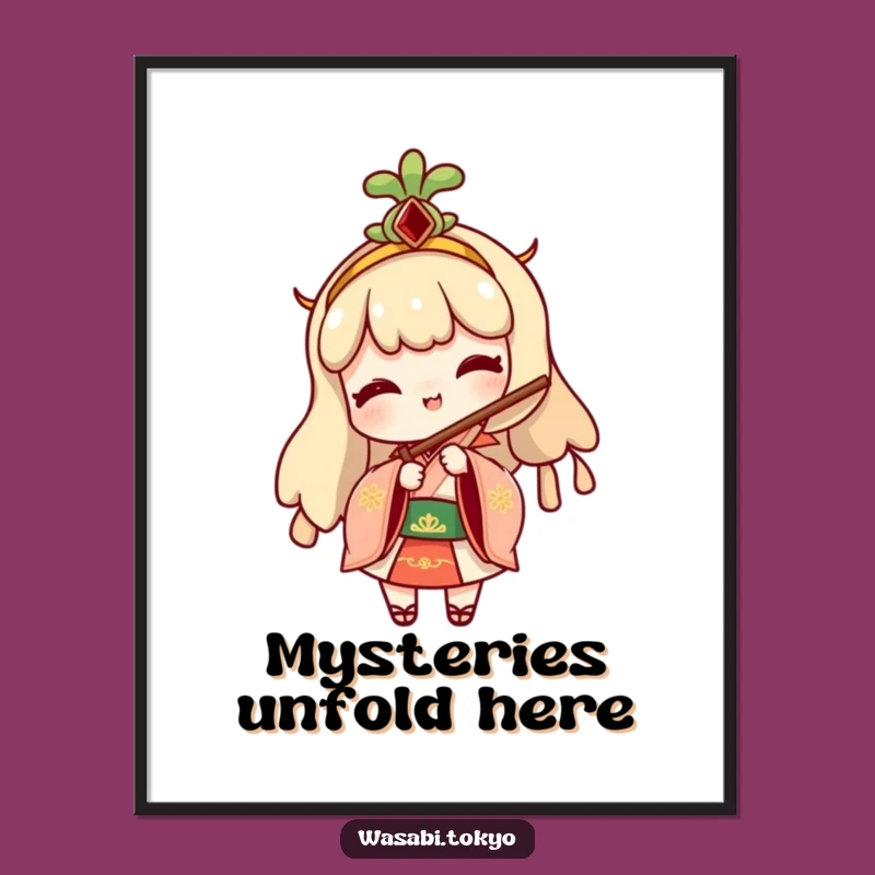 Funny Wasabi Art Poster: Cheeky Fan Peek - Wall Decor Gift