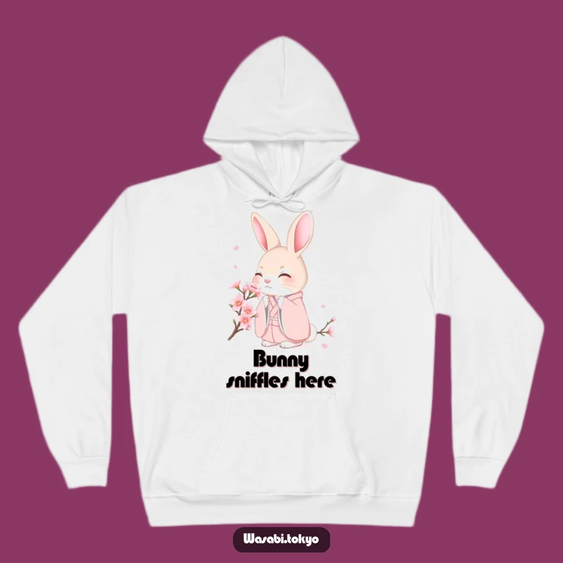 Funny Shy Rabbit Cherry Blossom Hoodie - Cozy Comfort & Gentle Humor for a Perfect Gift
