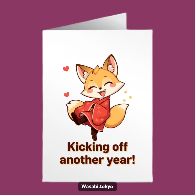 Free Printable Birthday Card: Funny Fox Kick! Downloadable, Print-at-Home Humor for a Joyful Celebration