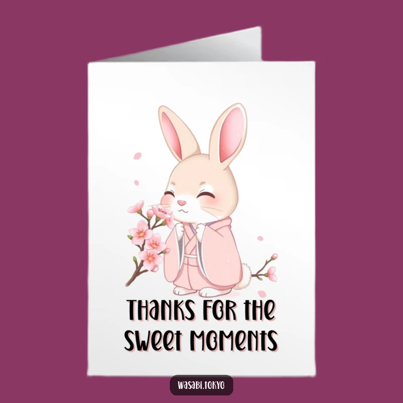 Free Printable Thank You Card: Shy Rabbit Blossom! Express Gratitude with Downloadable, Print-at-Home Serenity