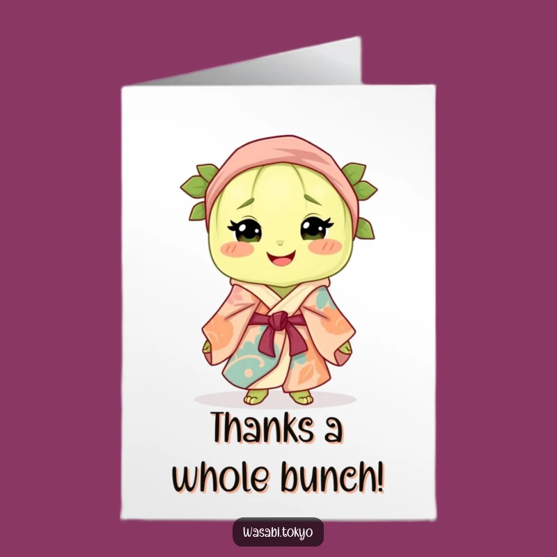 Free Printable Thank You Card: Elegant Wasabi in Silk Robe for a Genuine Appreciation