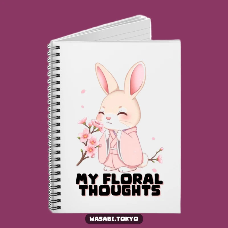 Funny Shy Rabbit Cherry Blossom Notebook - Gentle Notes for a Perfect Gift