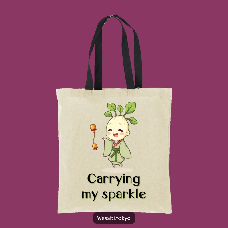 Funny Wasabi Tote: Cheerful Sprout Twirl Bag - Practical Gift