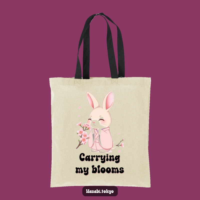 Funny Shy Rabbit Cherry Blossom Tote Bag - Chic & Gentle for a Perfect Gift